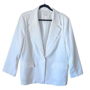 Forever 21 Plus White Single Button Blazer Jacket Size 1X Office Career Bridal